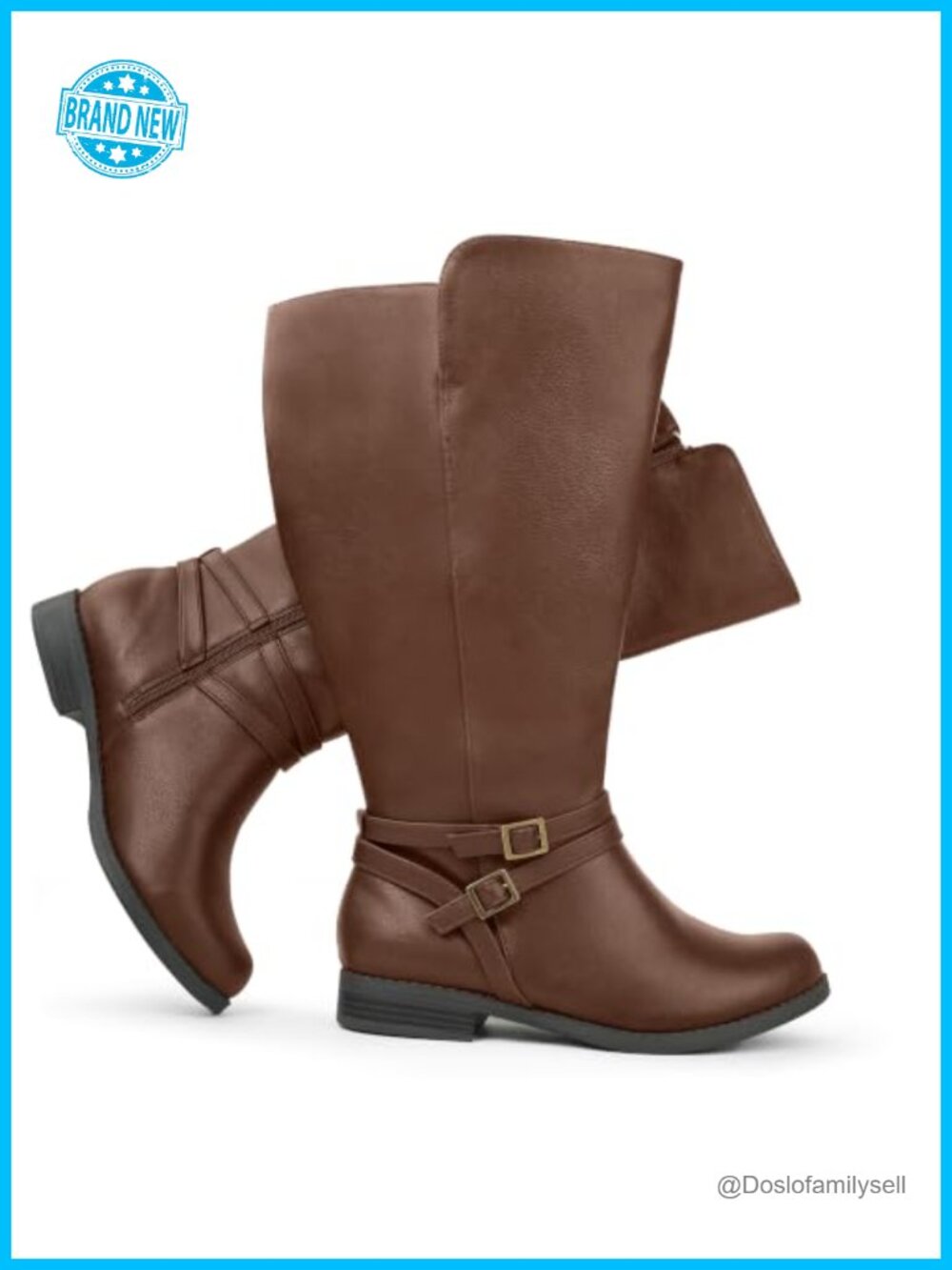 Womens Super Extra Wide Calf Knee High Riding Boots Side Zip Double Buckle